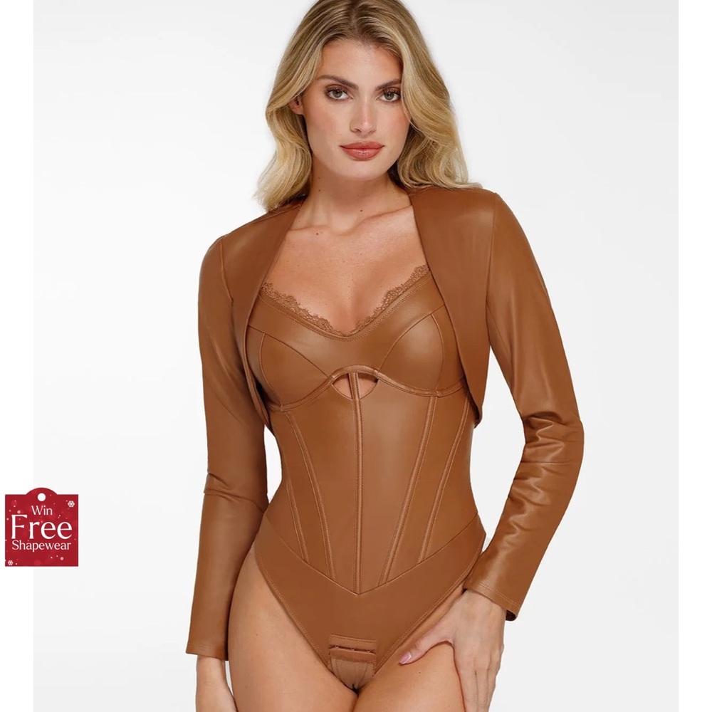 NWT brown faux leather bolero jacket